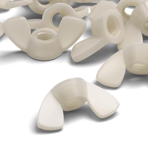 50x Natural Nylon Plastic Butterfly Wing Nuts M8, Thumb Nuts