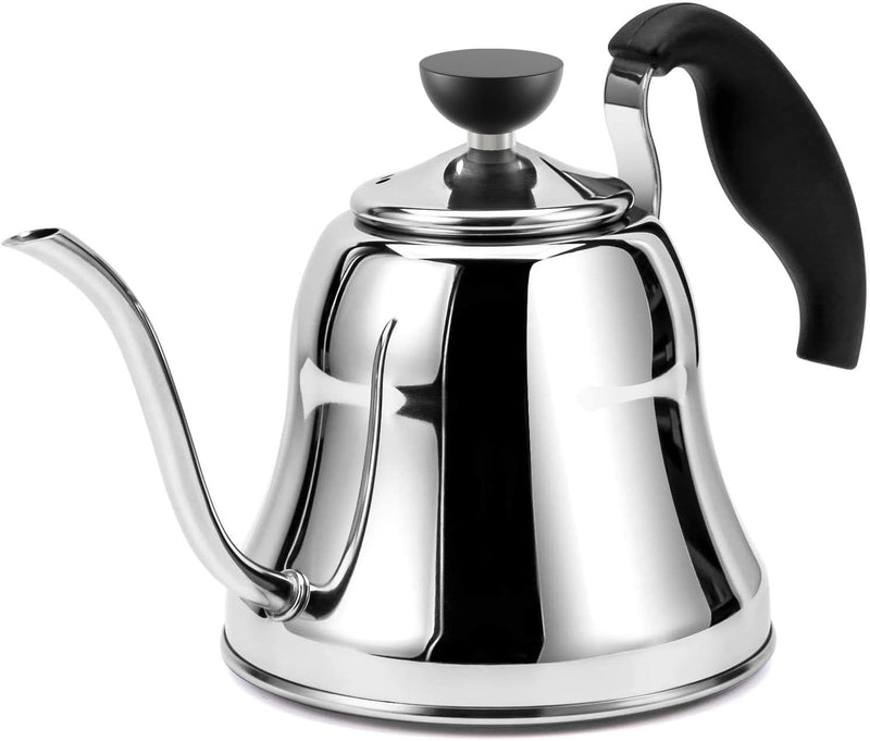 Tea Kettle for Stovetop, Gooseneck Pour Over, Flow Control, 28oz, Silver | Food Grade Stainless Steel，for Home & Kitchen, Precise Gooseneck Spout， Induction & Gas Applicable Mirror Silver