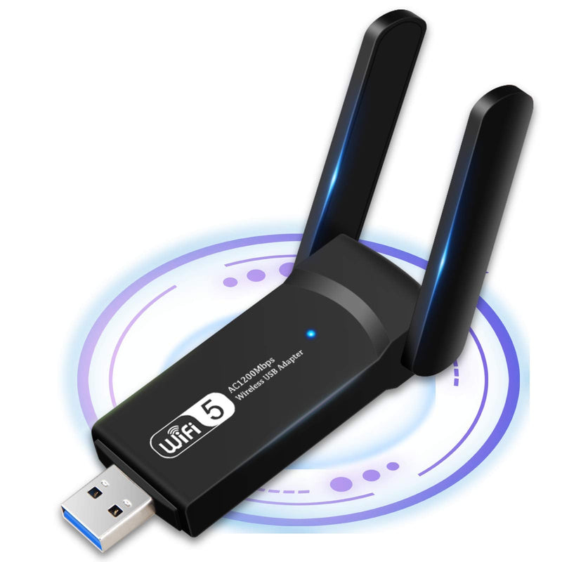 USB WiFi Adapter, 1200Mbps USB3.0 Wireless Network Adapters for PC Dual Band 5G/2.4G WiFi Dongle with 5dBi Antennas for Desktop Computer/Laptop, Supports Windows 11/10/8, Mac OS 10.9~10.15,OS 11.0+