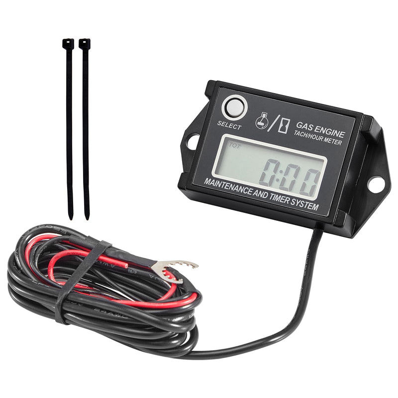 CarBole Digital Hour Meter Tachometer, Small Engine Hour tachomete, RPM Gauge Meter for Lawn Mower Skis Dirt Bike Boat Marine Snowmobile Generator and Gas Engine