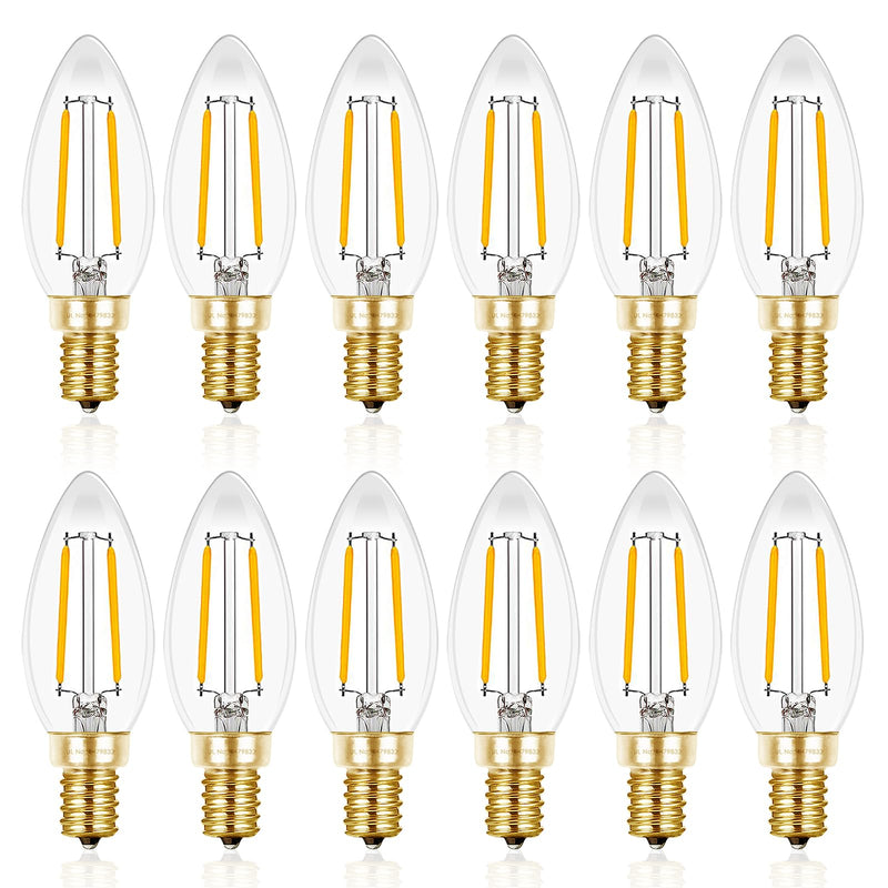 Hizashi Candelabra LED Light Bulbs 25 Watt, Dimmable Chandelier Light Bulbs, 90+ CRI, 200LM, Soft Warm White 2700K, E12 LED Bulb, B10 Candle Bulbs, UL Listed, 12 Pack B10 12 Pack