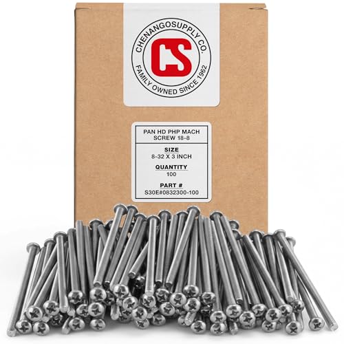 Chenango Supply 8-32 x 3 Stainless Pan Head Machine Screws 100