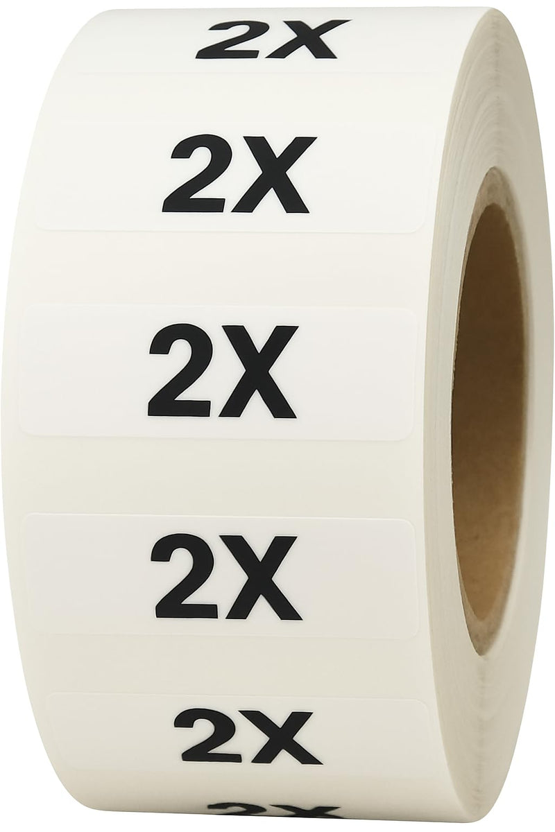2X Clothing Labels – Clear Size Strip Stickers with Black Text, 1.25 x 5 Inch Adhesive Labels, 125 Total Stickers for Retail Apparel, Clothing Organization, and Inventory – Made in The USA 2x