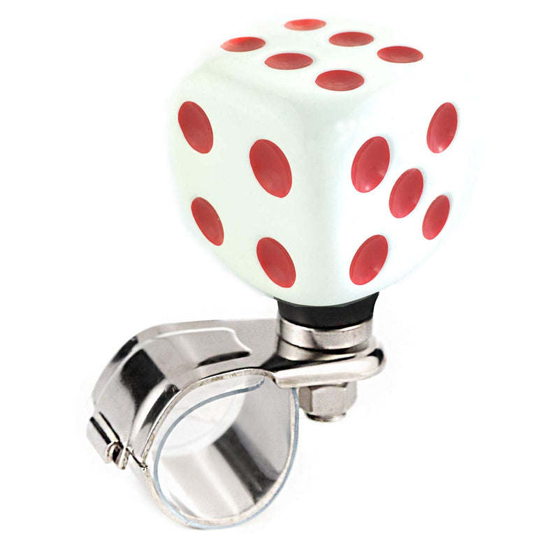 Arenbel Steering Wheel Knob Spinner Dice Shape Suicide Spinner Power Handles Fit Most Steering Wheels (Green White) (White-Red) White-Red
