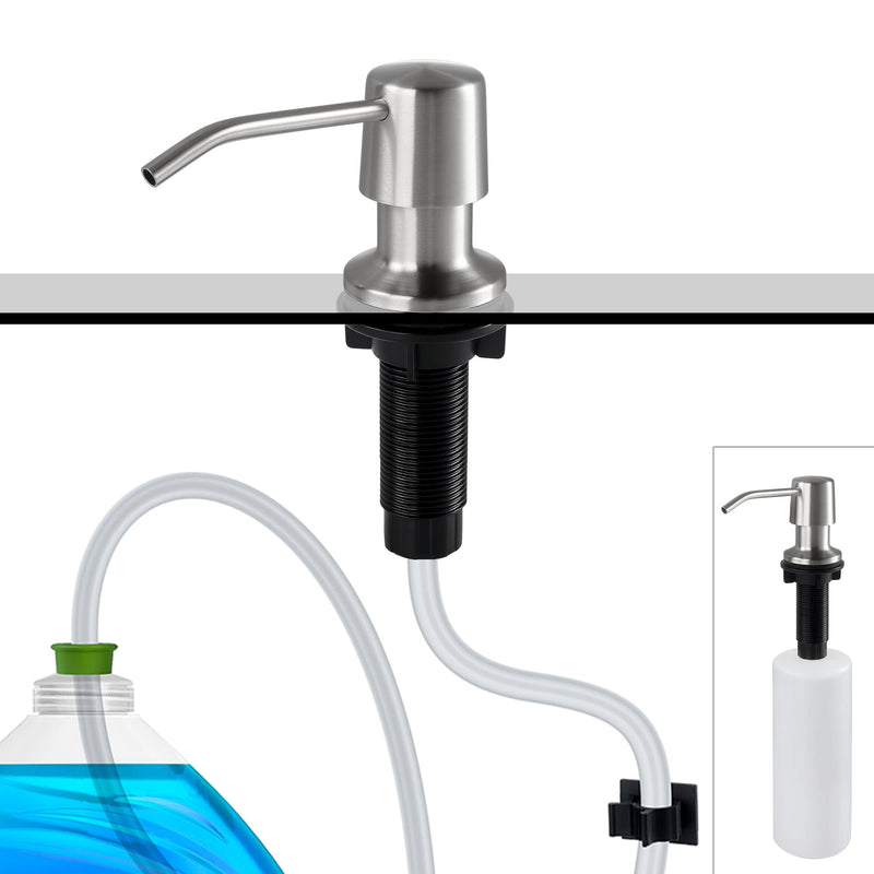 Styever Soap Dispenser for Kitchen Sink with Pump -16oz Bottle Built in Countertop Dish soap Dispenser with 4 Inch Spout- Oil Rubbed Bronze Sink Soap Dispenser Extension Kit with 47 Inch Tube Stainless Steel