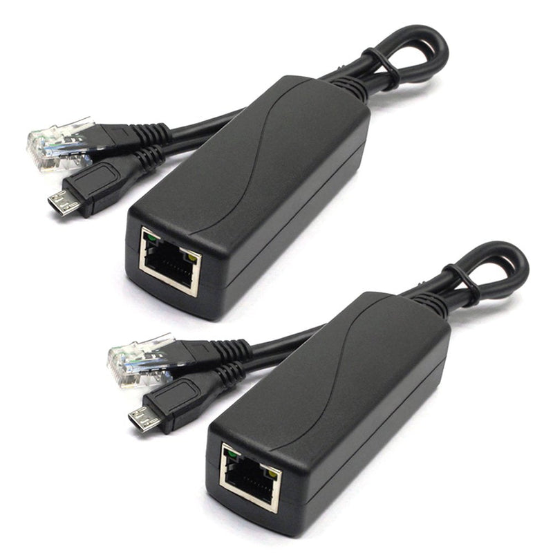 ANVISION 2-Pack Active 5V 2.4A PoE Splitter Adapter IEEE 802.3af Compliant Micro USB 48V to 5V/2.4A for Tablets, Dropcam or Raspberry Pi, IPC, IP Camera and More