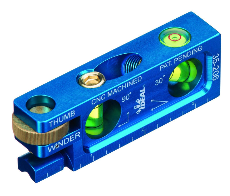 IDEAL Electrical 35-206 Electrician Level CNC Machined Aluminum Level with 2 Acrylic Vials, Magnetic Jaw, Thumb Winder,Blue 2 Vial