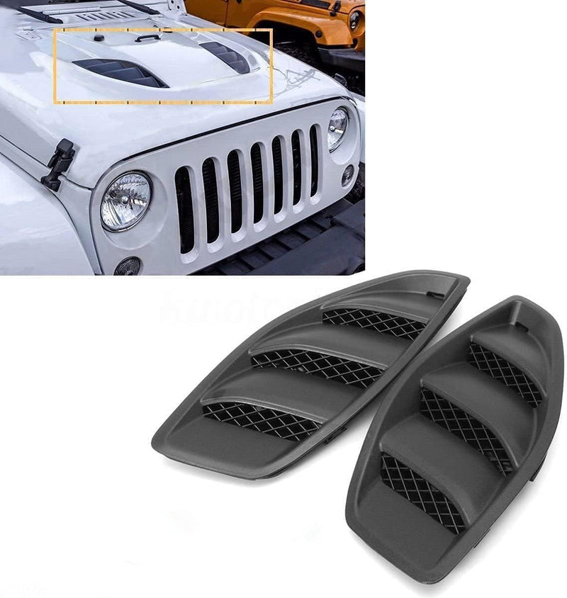 Hood Vent Cover ABS Plastic Fit for Jeep JK Wrangler 2007-2017 JK Part # 68185319AB 68185319AA 68185318AB 68185318AA, Louvers Engine Inlet Vents, 1 Set of 2 Exterior Accessories, Black