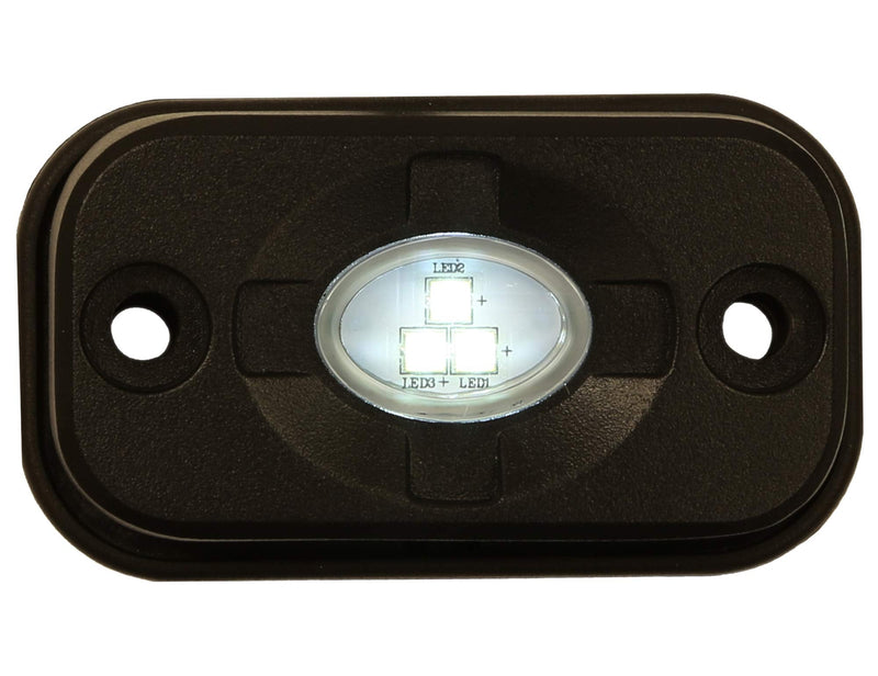 Buyers Products 1492139 Rectangular 3 Inch Wide LED Flood Light, Flat, Tubular, and Angle Rubber Mounting Bases, for Trucks, Trailers and ATVs, Light Bar, Clear