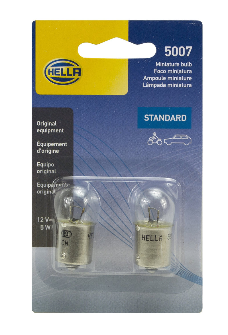 Hella 5007TB Bulb 5007 12V 5W Ba15S B6 (2) Standard - 5W Twin Blister