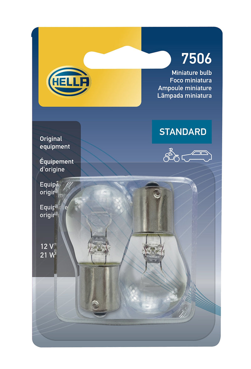 Hella 7506TB Bulb 7506 12V 21W Ba15S S8 (2) Standard - 21W Twin Blister