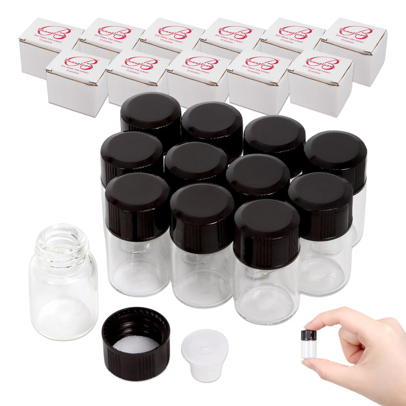 Beauticom 156 Packs 2ML Clear Glass Vial for Essential Oils, Aromatherapy, Fragrance, Serums, Spritzes, with Orifice Reducer