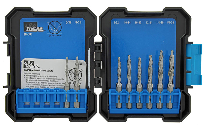 Ideal Electrical 36-600 Standard Drill/Taps - (8 Piece) 1/4 in. Hex Shank, Drilling, Tapping, HSS Bit Kit