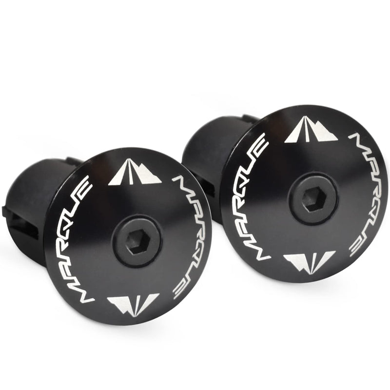 MARQUE Alloy ENZ Road Bike Handlebar Plugs – Aluminum Handle Bar Ends, Plugs for Drop Bars, Expandable Adjustable Locking End Caps – 2 pcs per Set Black