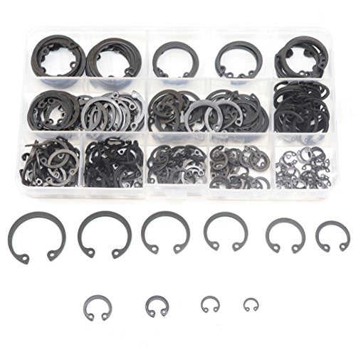 280Pcs(10 Sizes) C Clip Metric Internal Snap Ring Assortment Kit Black Alloy Steel