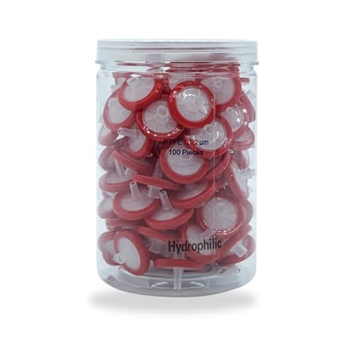 100Pcs 25MM,0.22um,Hydrophile PTFE Syringe Filter,Made by Hydrophilic Polytetrafluoroethylene,100Pieces/Pack