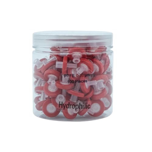 100Pcs 13MM,0.22um,Hydrophile PTFE Syringe Filter,Made by Hydrophilic Polytetrafluoroethylene,100Pieces/Pack
