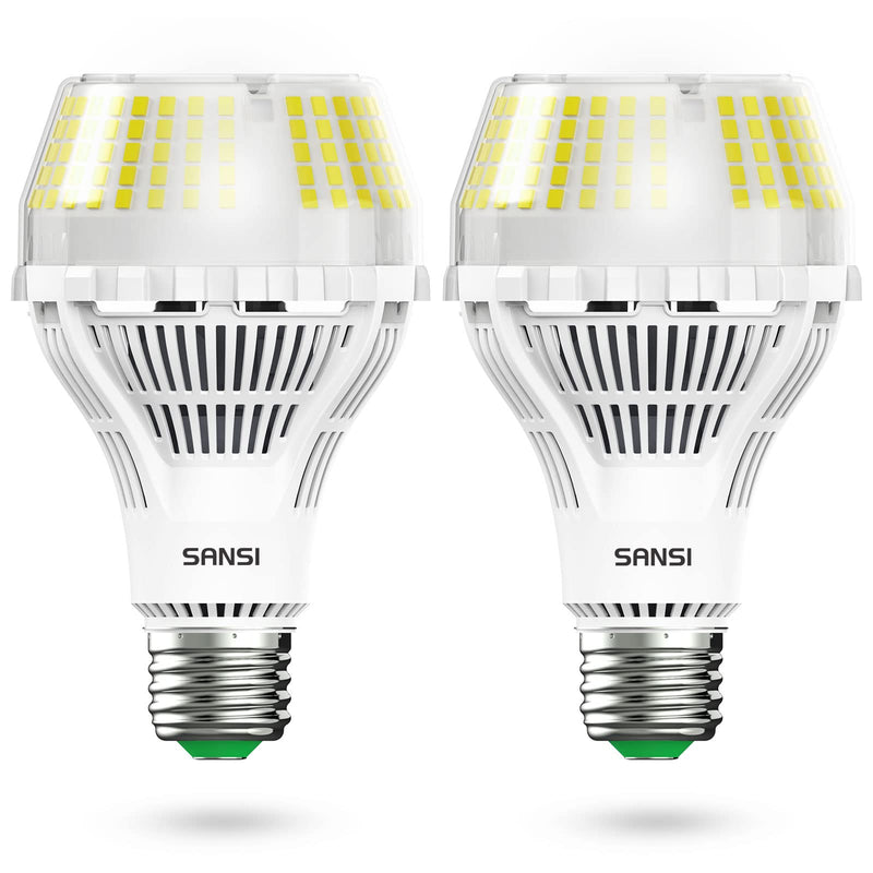 SANSI Dimmable LED Light Bulbs, 250W Equivalent Large A21 E26 4000LM 5000K Daylight, 27W Flicker Free, Super Bright, CRI 85, 22-Year Lifetime Ceramic Energy Saving for Home Office, 2 Pack 2 Count (Pack of 1)