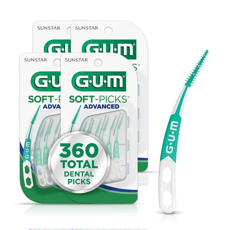 GUM Soft-Picks Advanced – Easy-to-Use Interdental Picks for Plaque Removal & Gum Health with Convenient Carry Case, Dentist Recommended, 90 Count (Pack of 4) 360 Total 360 Count Dental Picks