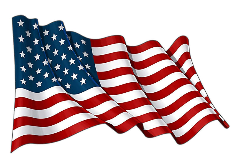 Rogue River Tactical USA Flag Sticker Bumper Sticker Car Decal Gift Patriotic American Wavy United States (5x3 Inch) 5x3 Inch