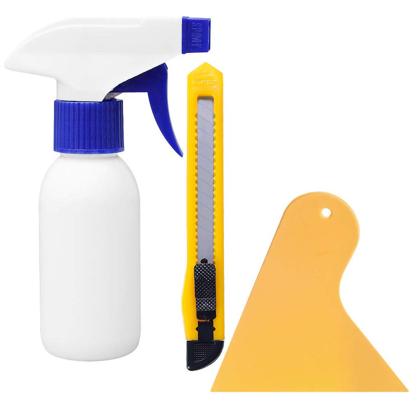 rabbitgoo Window Tint Kit, Window Privacy Film Installation Tint Tools, 3 Pieces Easy to Apply Frosted Glass Stained Glass Privacy Film Application Kit Include Squeegee, Utility Knife, Spray Bottle Yellow Squeegee