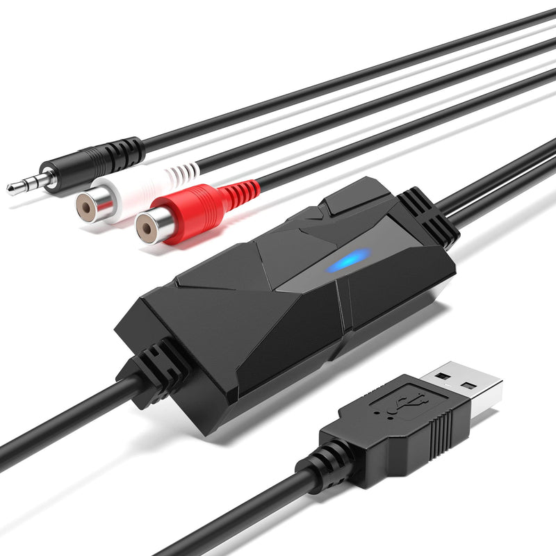 DigitalLife AuralynX Series | USB Audio Capture Device – Convert Cassette Tapes to MP3, RCA & 3.5mm Input, Compatible with Windows, Mac & Linux, for Content Creators & Educators (AV202-B, 1-Pack) 1 Pcs/Pack, AV202-B