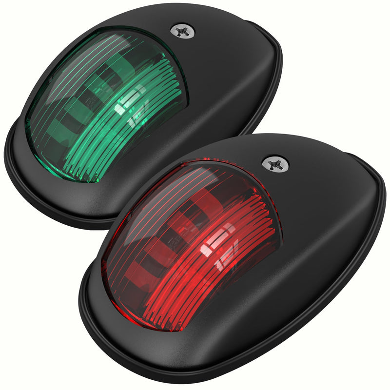 Obcursco Boat Navigation Lights, LED Red and Green Vertical Mount for Bow and Stern, IP67 Waterproof Marine Lights for Pontoon, Bass, and Jon Boats (Black) Black