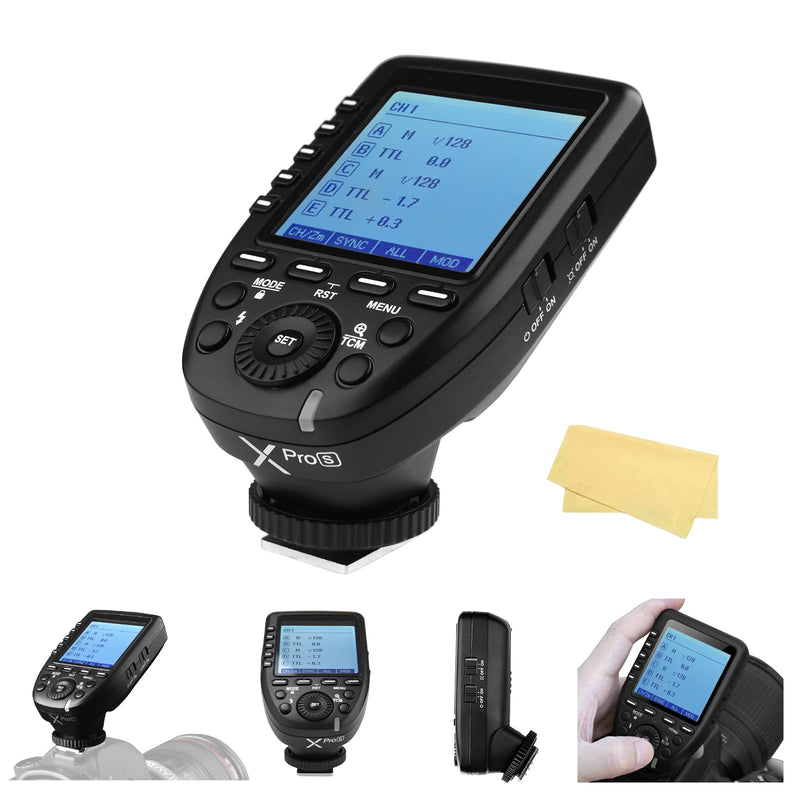 Godox Xpro-S TTL Flash Trigger for Sony Cameras Transmitter with 2.4G X Wireless System TCM Function Hss 1/8000s Large LCD Screen Slanted Design 16 Groups and 32 Channels XPRO for Sony