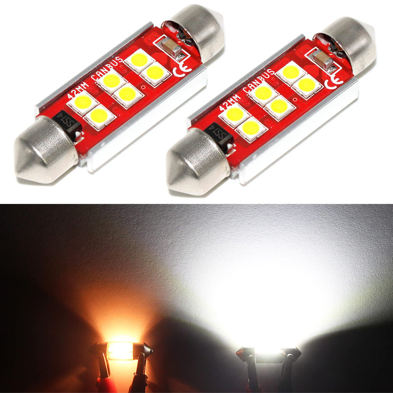 PHINLION 211-2 212-2 578 LED Light Bulb Super Bright 500 Lumens Festoon 41mm 42mm 6000K White LED Bulbs Replacement for Car Truck Interior Map Dome Trunk Courtesy Lights