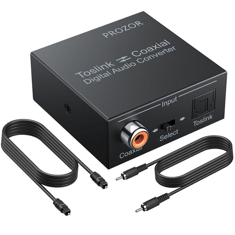  [AUSTRALIA] - PROZOR 192K Bi-derectional Coaxial Optical Converter, Optical SPDIF Toslink to Coaxial, Coaxial to Optical SPDIF Toslink, Support DTS/Dolby-AC3, Bi-derectional Digital Splitter with Optical Cable