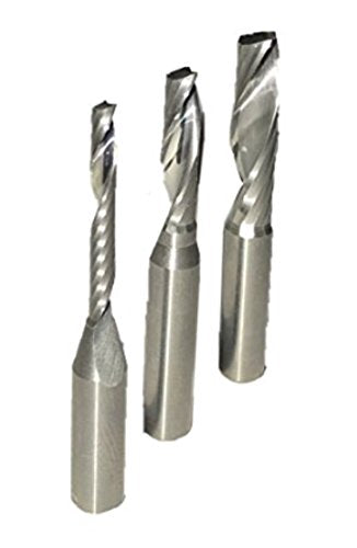 1/4” Shank - O-Flute Carbide Router bit Set - 3 pcs - (1/8" 3/16" 1/4") - Acrylic Series - USA Veteran Owned