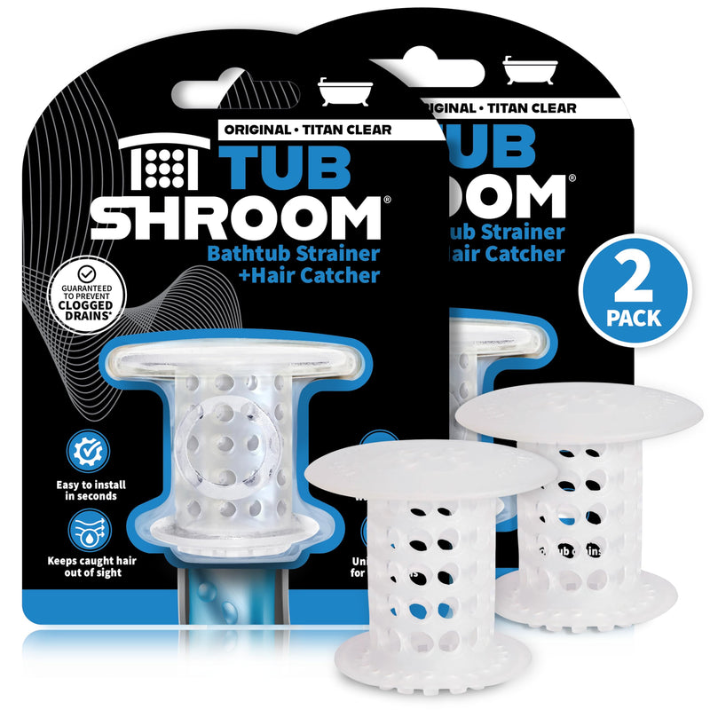 TubShroom Bathtub Drain Hair Catcher – In-Drain Tub Strainer & Clog Prevention Protector, Fits Standard 1.4”–1.75” Tub Drains, Easy Clean, Captures Human & Pet Hair out of Sight (Clear) Clear