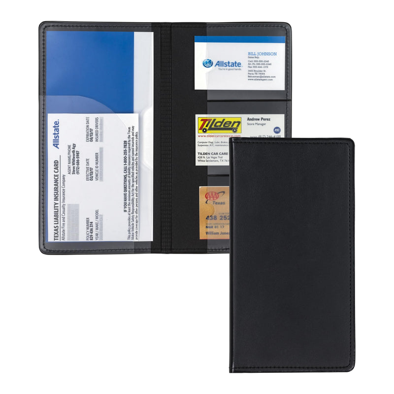 Samsill Car Registration and Insurance Holder, Essential Vehicle Glove Box Organizer, Vehicle Document Holder, Faux Leather, Sleek Black Design, Lottery Ticket Holder 4.9" x 9.5" 1 PACK