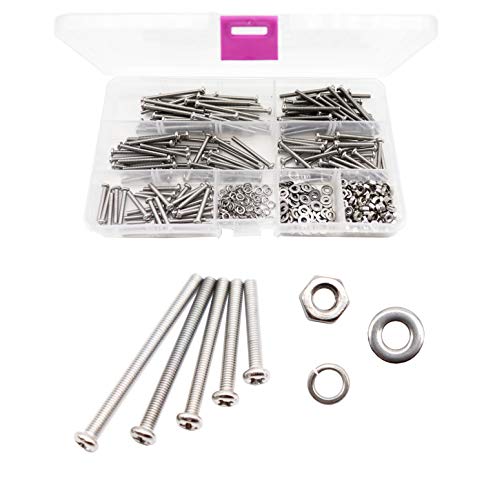 400pcs M3 Pan Head Phillips Machine Screws Nuts Washers Assortment Kit, 304 Stainless Steel,M3 x 20mm/ 25mm/ 30mm/ 35mm/ 40mm