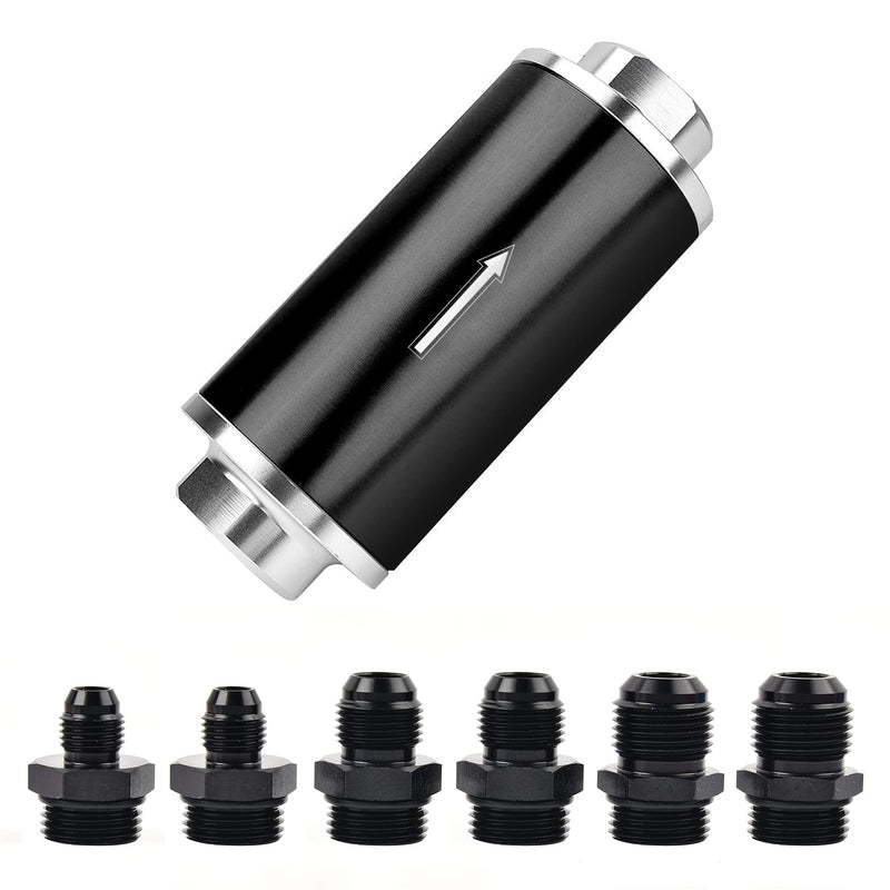 EVIL ENERGY Inline Fuel Filter 100 Micron with 6AN 8AN 10AN Adapter Universal 50MM 50mm-Fuel Filter Silver-3