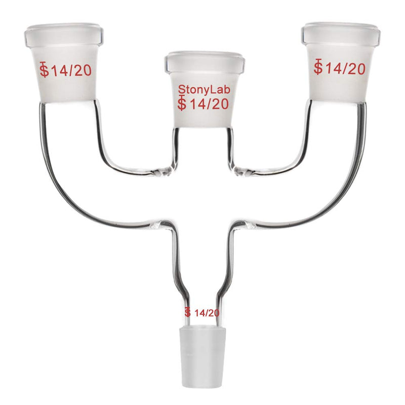 stonylab 4 Way Claisen Distillation Adapter with 14/20 Joints Connecting Adapter Lab Supply
