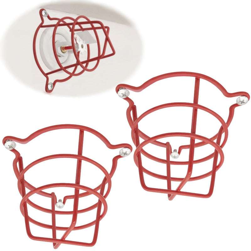 Happy Tree (2 Pack) Red Fire Sprinkler Head Guard Cage Protector Cover for Both 1/2" & 3/4" and for Protecting Flush Mount & Side Wall & Pendent Head Fire Sprinkler Covers for Ceiling 2 Pack