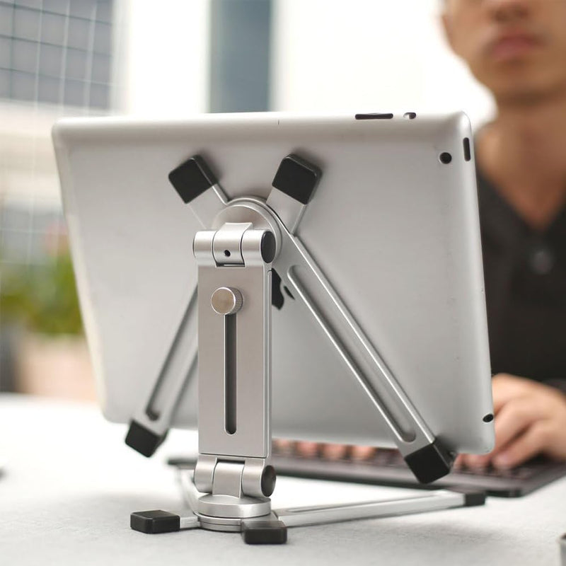 Portable Fold-Up Travel Stand Aluminum, Universal Tablet Stands Holder Foldable Multi-Angle Adjustable Stand for Tablet/Phone/Notebook Holder for Surface Notebook Monitor