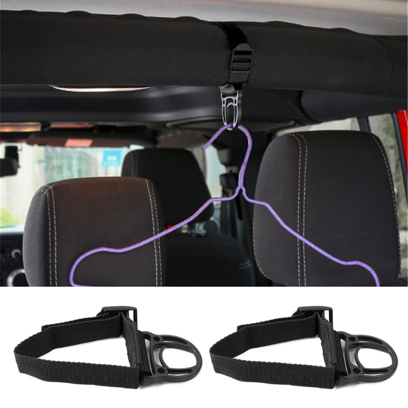 YOCTM Roll Bar Coat Hanger Clothes Hook Compatible with Jeep Wrangler JL JT TJ JK JLU Sports Sahara Freedom Rubicon X & Unlimited 1997-2025 Black Interior Parts Accessories (Pack of 2) (Black)