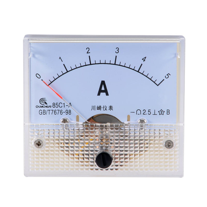 uxcell Analog Current Panel Meter DC 0-5A 85C1 Ammeter 64x60x56mm for Circuit Testing Charging Battery Ampere Tester Gauge Pack of 1