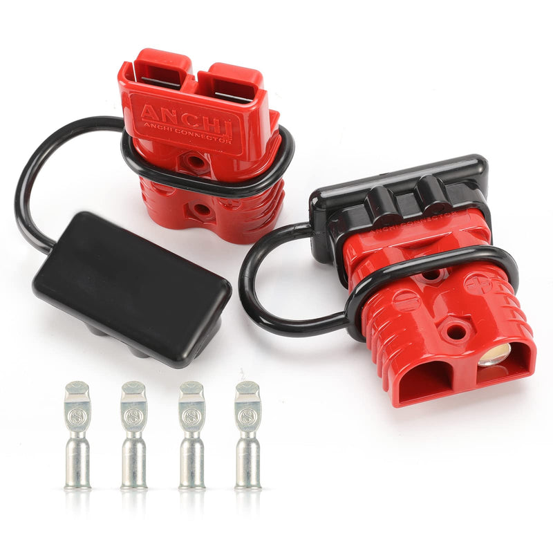 BUNKER INDUST 175A 1/0AWG Battery Quick Connect Wire Harness Plug Kit Battery Cable Quick Connect Disconnect Plug for Winch Auto Car Trailer Driver Electrical Devices,2 Pcs,Red red