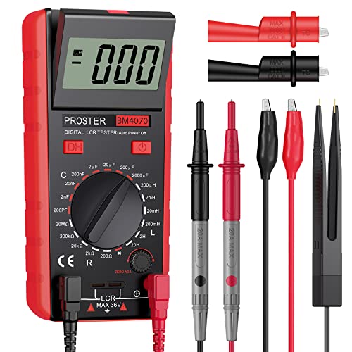 Proster LCR Meter Multimeter Capacitance Inductance Resistance Tester Red