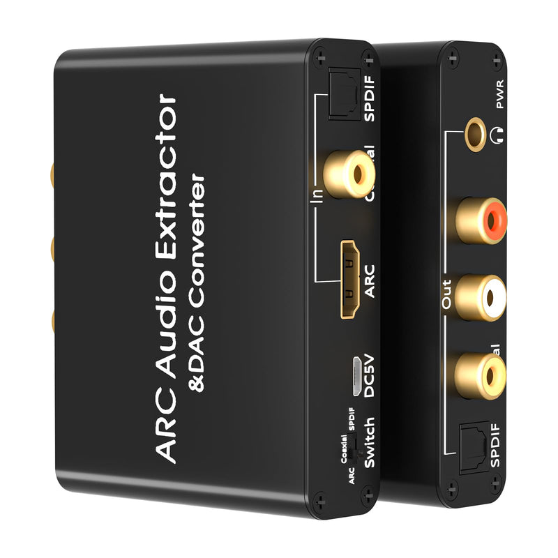 HDMI ARC Audio Extractor 192KHz Digital to Analog Audio Converter HDMI ARC Input SPDIF Optical to 3.5mm RCA Converter Optical Coaxial Stereo Adapter with 3 Mode Switch HDMI ARC Adapter 1