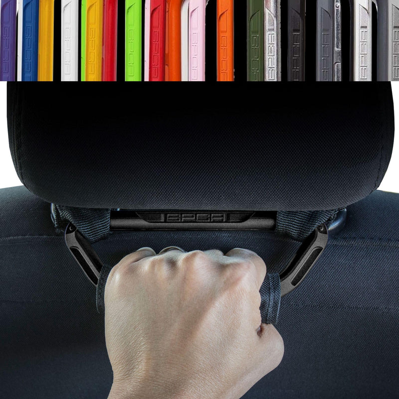 GP BackGrip PRO, Headrest Car Passenger Hand Grip for Truck & Car Wrangler JL JT JK Handle for Offroad, Kids & Seniors, Patented Jeep Accessories, Aluminum,Jet Black, 2-Pack