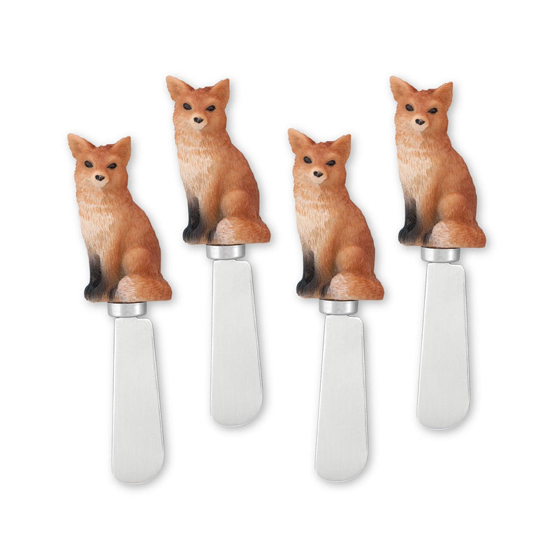 Supreme Housewares Red Fox Cheese Spreaders, Hand-Painted Resin Handles with Stainless Steel Blades for Spreading Cream Cheese, Butter, Jam, or Sandwich, Set of 4