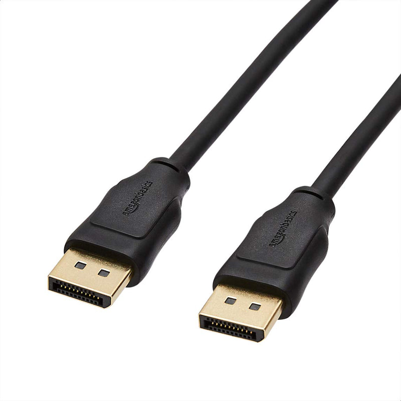 Amazon Basics 10-Pack DisplayPort 1.2 Cable, 4K@60Hz, 2K@165Hz, 21.6Gbps High-Speed, Gold-Plated Plugs, 6 Foot, Black 6 Feet