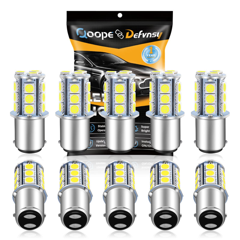 Qoope 1142 1076 LED Bulb for RV, 1004 BA15D White LED Bulb Replacement for 12V Camper Trailer Motorhome Boat Interior Light, 5050 18SMD Double Contact Bayonet,#90 Yard Landscape Bulb (10 Pack) 1 10Pack