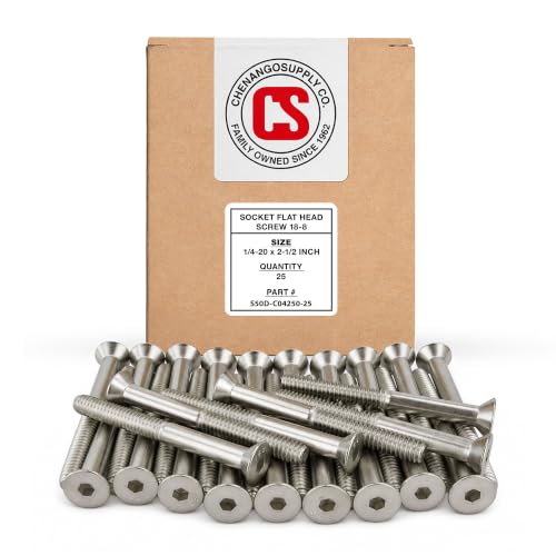 Chenango Supply 1/4-20 x 2-1/2" Stainless Socket Flat Head Screws 1/4-20 x 2-1/2"