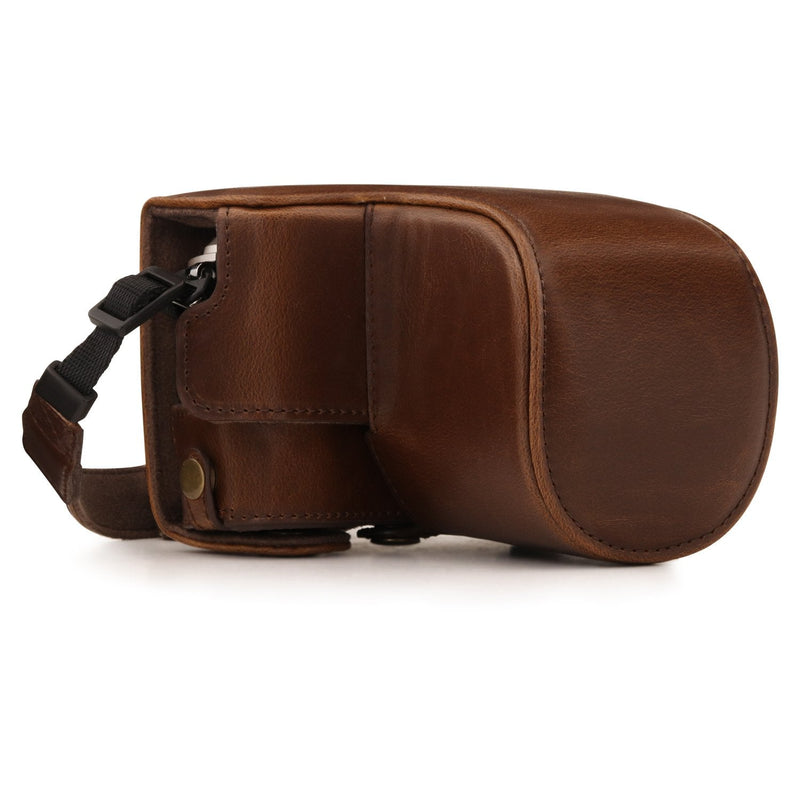 MegaGear Ever Ready Leather Camera Case Compatible with Olympus Pen E-PL10, E-PL9 (14-42mm) One Size Dark Brown