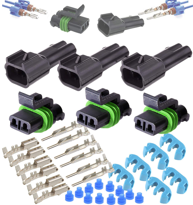 APTIV Metri-Pack 280 Series 2-Way Connector w/10-12 AWG Sealed Waterproof (3 Set)